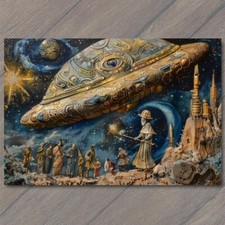 POSTCARD Alien God Civilization Religious Deity Ceremony Sacred Ritual Spaceship picture