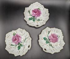 Berkshire Fine China Set Of Three Leaf Shaped Rose Patterned Trinket Plates picture