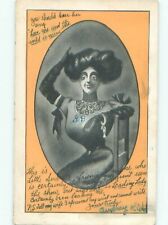 Pre-Linen Slight Risque Interest PRETTY WOMAN ADJUSTS HER HAIR 60k cards AB7598 picture
