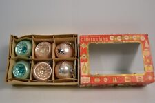 6 Vintage West Germany Glass Christmas Tree Ornaments Indent Original Box picture