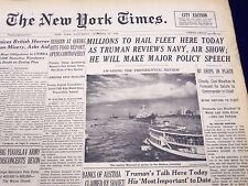 1945 OCT 27 NEW YORK TIMES - MILLIONS TO HAIL FLEET HERE TODAY - NT 246 picture