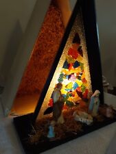 VTG 1940's Triangular Lighted Nativity Scene 14