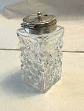 Vintage Early 20th century cut glass Condiment Pot with E.P.N.S Hinged Lid picture