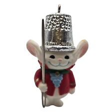 Vintage Mouse Soldier Ornament Sewing Thimble Needle 1982 Hallmark Ornament picture