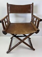 Vintage Mid Century Safari Sling Chair Leather Seat & Back Great Condition picture
