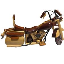 Large Handmade Wooden Motorcycle Model - Harley Indian Style - Wheels Move picture