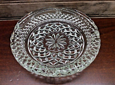 Vintage Clear Cut Glass Crystal Round Ashtray 5 1/2