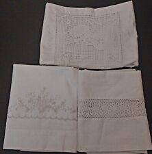 VINTAGE Handcrafted Lot of 3 Single Standard Pillow Cases Embroidered * X Stitch picture