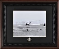 Wright Flyer Brothers First Manned Flight Wood Framed Print NC Quarter Coin COA picture