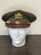 WW2 US Army Military Uniform Dress Visor Cap Officer Hat Veteran Estate picture