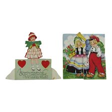 Lot of 2 Victorian Valentines Day Love Cards Die Cut Cards Notes Mailers picture