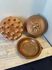 Vintage Copper Molds And Colander Lot Mixed Materials picture