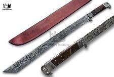 SK195 Beautiful Custom Handmade Damascus Steel Sword With Leather Sheath, Gift picture