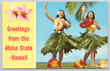 Postcard Greetings From The Aloha State, Hawaii, Hula Dancers A568 picture