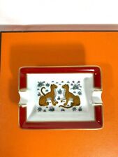 HERMES Paris Cigar Ashtray Change Tray cheetah Porcelain White Used From JP picture