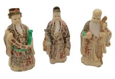 CHINESE WISE MEN Statues Fu Lu Shou three 3 Carved Resin Fuk Luk Sau Lucky Gods  picture