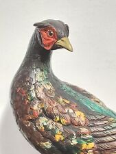 Rare Large Vtg PHEASANT  Figurine Elli Malevolti Brass Legs - Italy Hand Crafted picture