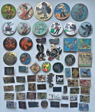 Set 62 Vintage Badge Pin Kids Childrens Soviet Era USSR Cartoon 