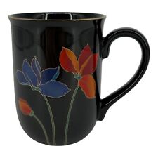 Otagiri Japan Mug Black Blue Red Orange Flower Gold Trim Very Rare Design 4 1/8