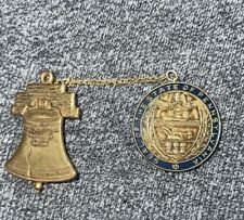 VINTAGE Liberty Bell Philadelphia Pennsylvania Chained Double Rare Pin picture