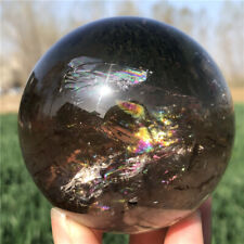 TOP 1.18LB Natural rainbow smoky quartz sphere crystal ball healing XQ2623 picture