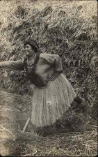 Hawaii HI Native Woman Obese Grass Hulla Skirt Dance Pose c1910 RPPC Photo picture