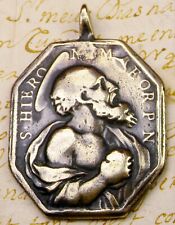 ANTIQUE OUR LADY OF GUADALUPE PILGRIMAGE ST JEROME SPANISH COLONIAL BRASS MEDAL picture
