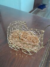 Vintage Miniature Dollhouse Metal Baby Carriage  Buggy  Stroller w/gold wire picture
