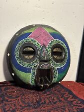 Hand Made Ghanian Beaded Wood Mask With Copper And Seashell Colorful Face Bakota picture
