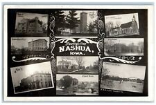 c1910's Greetings From Nashua Iowa IA Multiview  RPPC Photo Antique Postcard picture