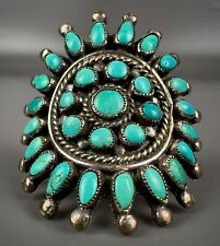 HUGE Vintage Zuni Sterling Silver  Turquoise Cluster Ring WOW picture