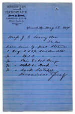 1884 Morrison Joy Hardware Iron Steel Carriage Letterhead Ellsworth Maine ME picture