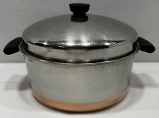 Vintage Revere Ware 1801 6 Qt. STOCK POT With Lid Copper Bottom Double Ring picture