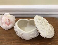 Pretty Lenox Heart Shaped Trinket Box with Lilies & Butterfly & Gold Highlights picture