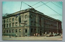 U.S. Post Office Building Youngstown Ohio OH Old Cars 1950's Vintage Postcard picture