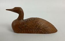 Miniature Mini Wooden Decoy Duck Brown Hand Carved Wood Figurine Ernest William picture