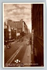 RPPC Los Angeles CA-California, Spring Street Looking North, Real Photo Postcard picture