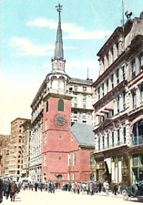 Vintage Postcard Massachusetts Old South Church & Washington St Boston MA. c1917 picture
