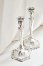PAIR OF CANDLESTICKS/HOLDERS BY HAZORFIM SILVER 800 JUDAICA LEAVS DECOR ISRAEL✡ picture