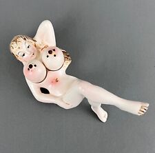 Vintage Risque Naked Lady with Boobies Salt and Pepper Set Ceramic 3.25 x 7.5 in picture
