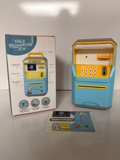Face Recognition ATM Piggy Bank For Kids Blue Teach About Saving Money NEW picture