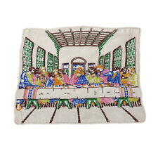 Last Supper Vintage Embroidered Sampler Placemat Handmade Hand Stitched picture