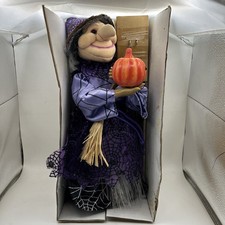 Kids Of America Fiber Optic Light Up Witch 16" Halloween Pumpkin Spider Webs NEW picture