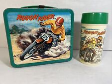 1973 Rough Rider Motorcycle Bike Race Aladdin Metal Lunchbox With Thermos picture