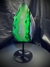 6.5" Volcano Agate Ornament With Metal Stand 1lb 14.8oz (873 grams) picture