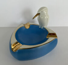 Vtg Bird Triangle Ashtray Blue Gold Porcelain Bavaria Trinket Dish Kingfisher picture