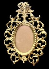 Antique Victorian Cast Metal Gold Oval Photo Frame NB & IW Easel Back 12