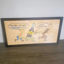 NuGrape Cardboard Framed Advertising Sign "Stop for a Gee-licious NuGrape Soda" picture