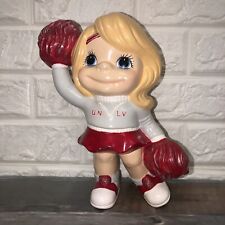 Vtg 1990’s UNLV CHEERLEADER GIRL STATUE RED WHITE Atlantic Mold Ceramic 10” picture