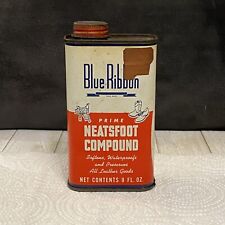 Vintage Blue Ribbon Prime Neatsfoot Compound for Leather Goods 8 oz Can Antique picture